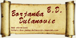 Borjanka Dulanović vizit kartica